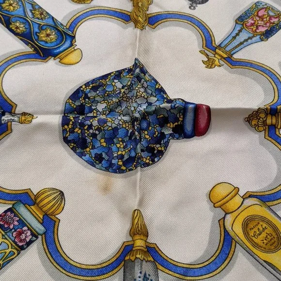 Auth HERMES "Qu’importe Le Flacon” Perfume Silk Scarf by Catherine Baschet - Picture 11 of 13